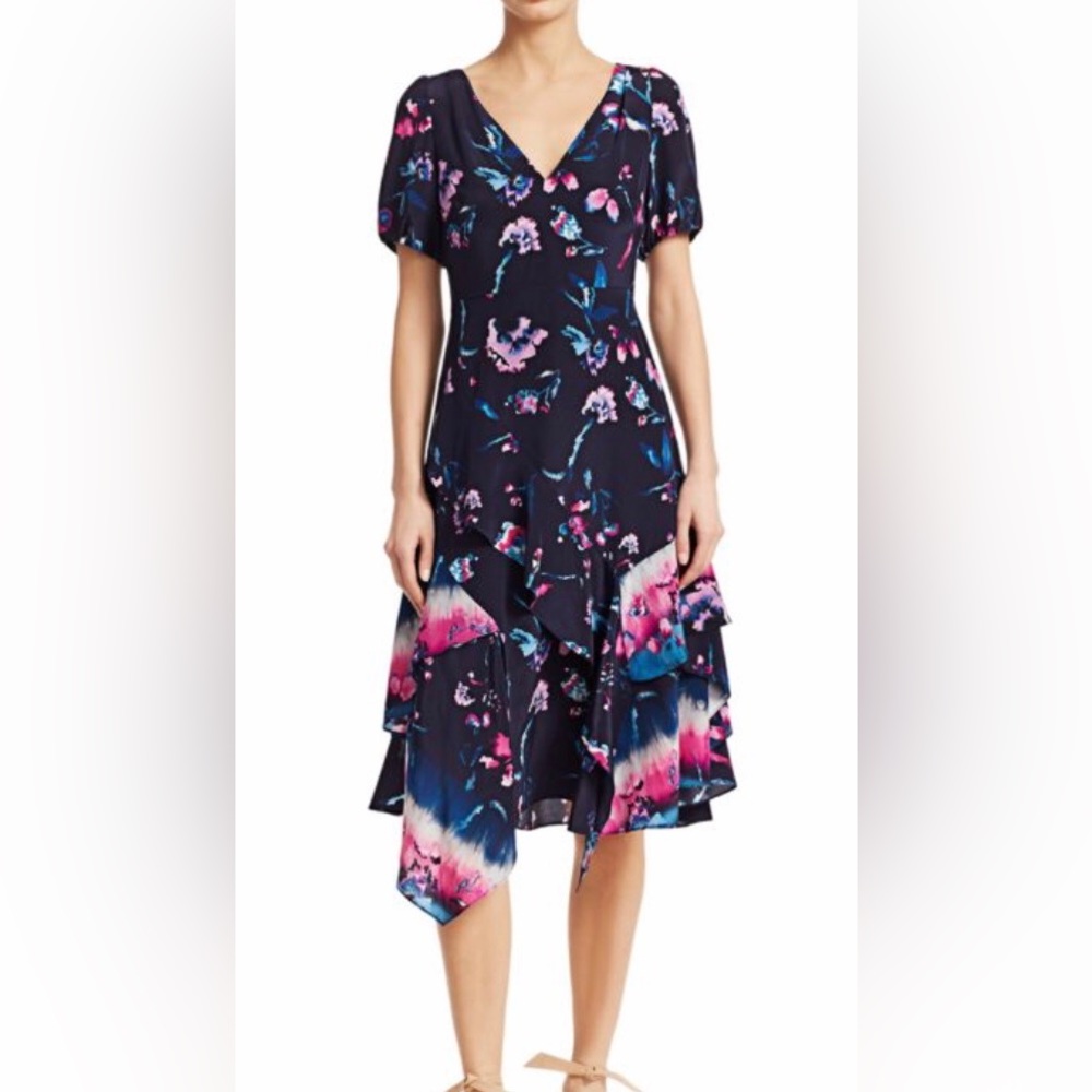 100% silk Tanya Taylor Estrella floral ruffle dress,  excellent condition size 0